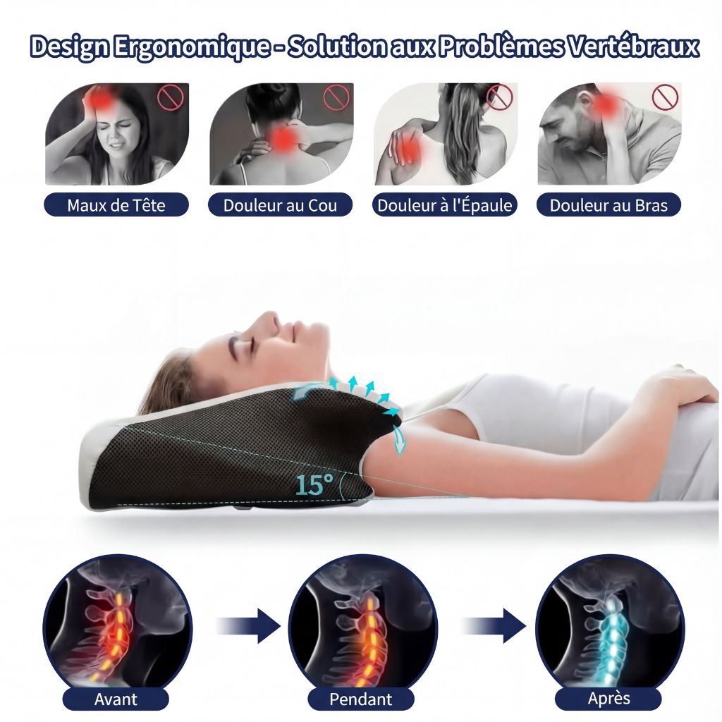 Oreiller Ergonomique à Mémoire de Forme – Confort Nuit